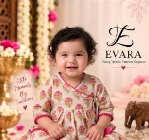 Baby in a floral angrakha dress