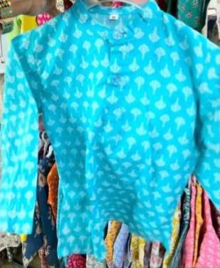 Sky blue printed boys kurta