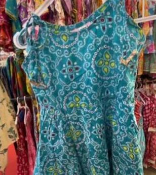 Teal bandhani girls dress